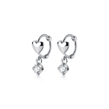 925 Silver Jewelry Handmade Heart CZ Zircon Earring